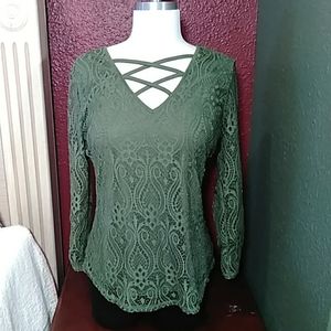 Olive green lace blouse